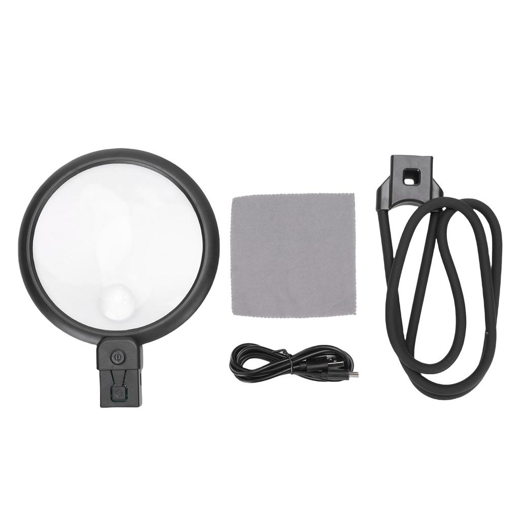 Reading Magnifying Glass 5X 15X with 3 Level 36 LED Light Adjustable Rechargeable Flexible Gooseneck Magnifier
