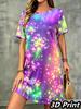 Fashion 3D Print Summer Dress Loose Casual Short Sleeve O-Neck Mini Dress