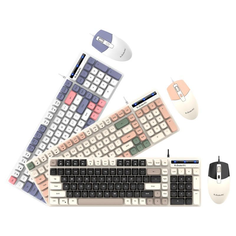 Viper KM100 Wired Keyboard & Mouse Set - Mechanical Feel, Color-Matched USB for Office, Computer, Notebook Use