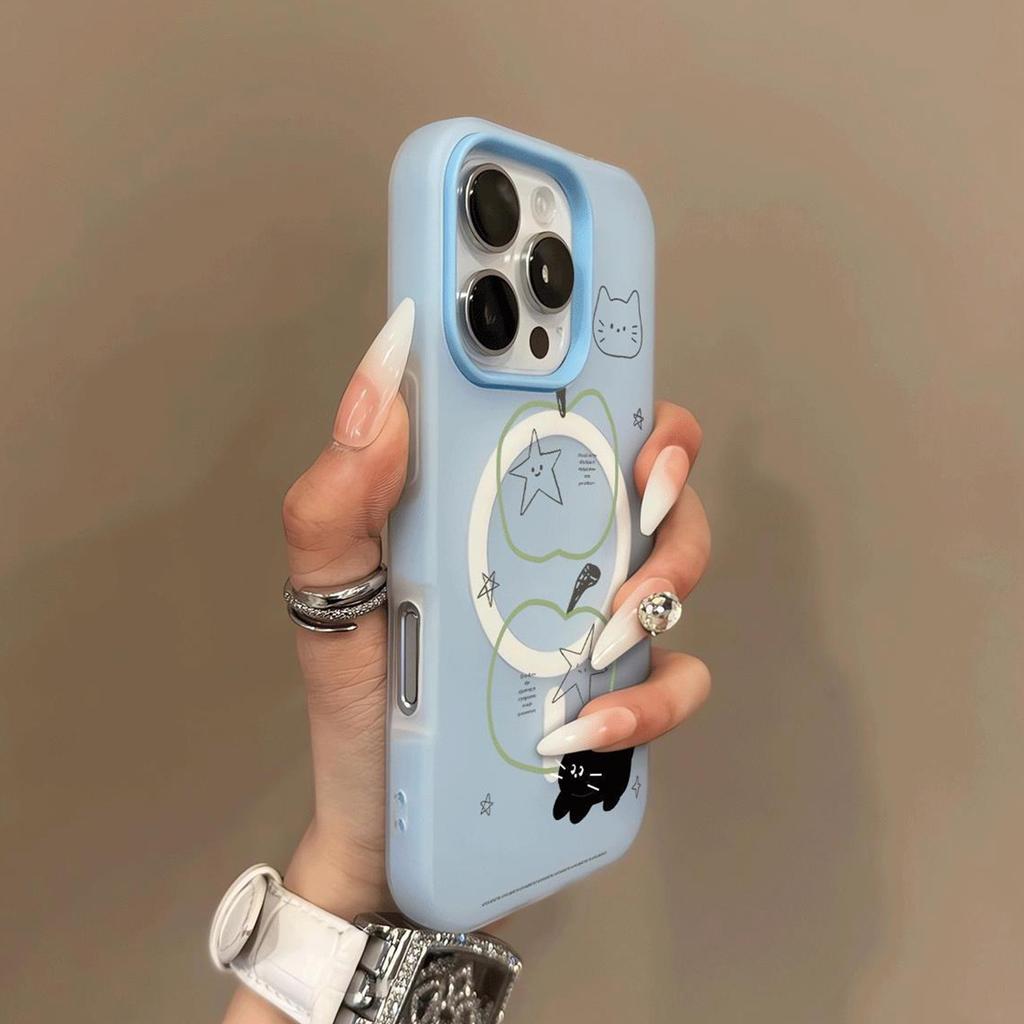 Jelly 2-in-1 Phone Case for Apple Strong Magnetic Solid Color Phone Case Double Layer for Apple Shell Cartoon Fashionable Women