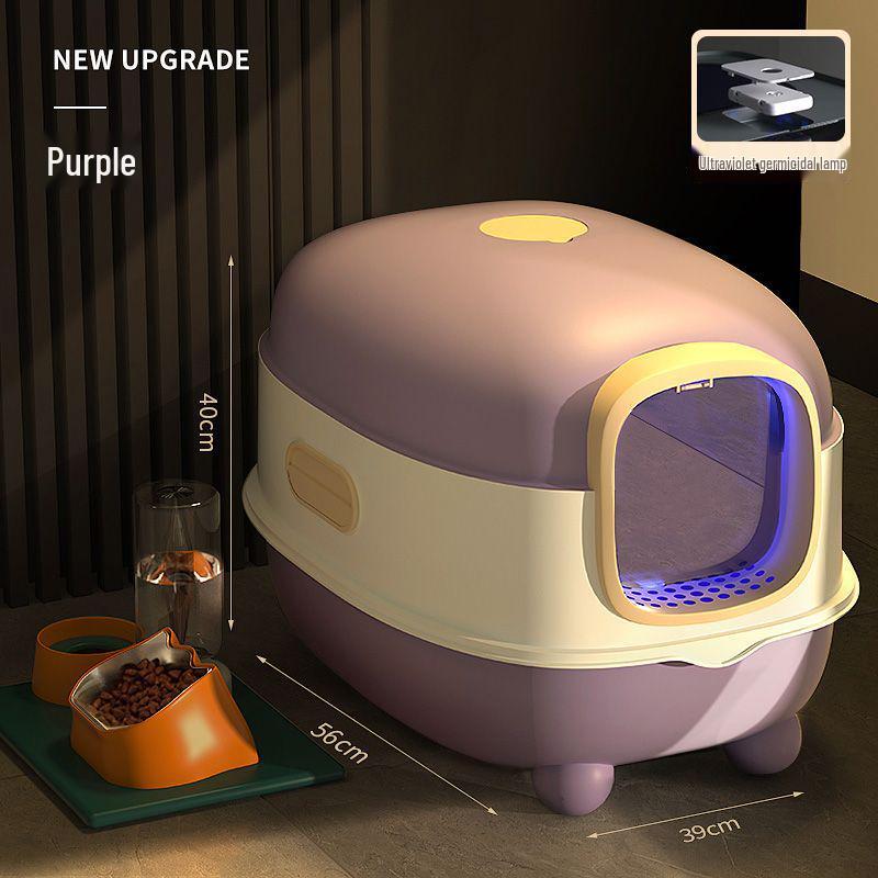 Automatic Odor-Proof Enclosed Cat Litter Box with Deodorization