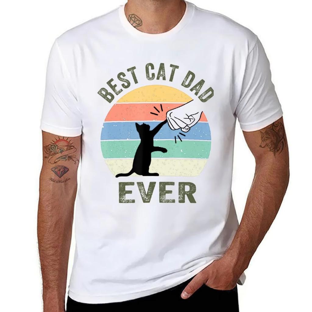 New 2026 Best Cat Dad Ever Cat Retro Vintage Bump Fit Cat Daddy Tshirt Mens Tshirt New 2026 Mens Graphic Tshirts