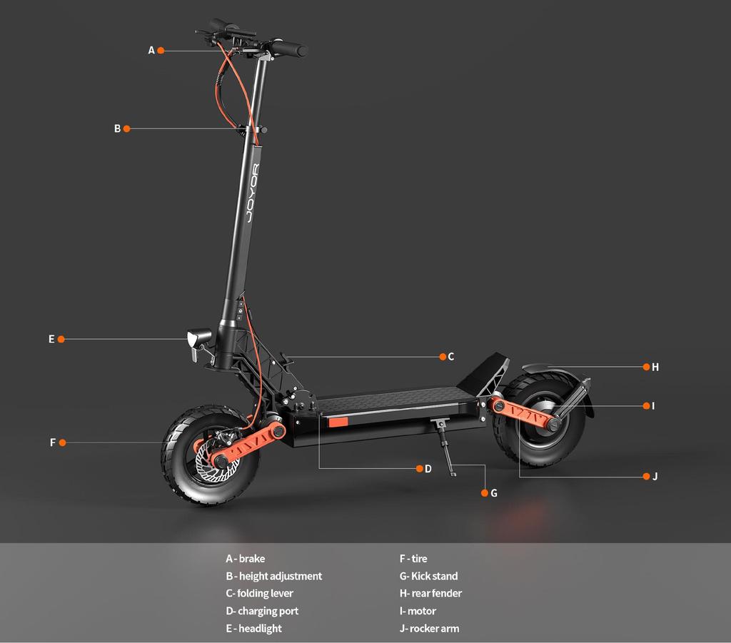 JOYOR S5 Pro (ABE) Electric Scooter 500W Motor, 48V 26Ah Battery, 10" Tire, 20km/h Speed Adults E-scooter