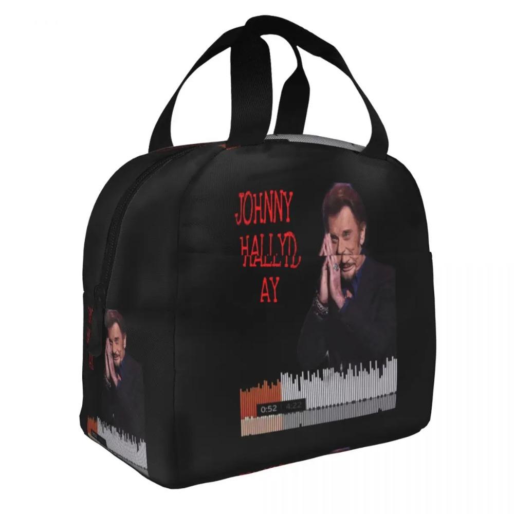 Sac à déjeuner isotherme personnalisé Johnny Hallyday Chanteur de Rock Français pour Pique-nique en Plein Air Réutilisable Glacière Thermique Boîte Bento Femmes Enfants