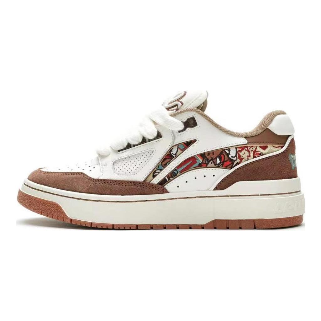 Li Ning Rookie Dual City Collaboration Special Edition Fashion Comfortable Durable Non-Slip Low-Top Skate Shoes Men Skate Shoes White Brown ABCS115-5