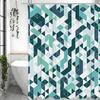 Creative Green Geometric Shower Curtain, Bathroom Decorative Shower Curtain, Waterproof Shower Curtain with Hooks