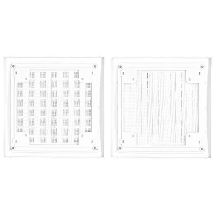 Grille d'aération - KOTARBAU - 150 x 150 mm - Plastique blanc - Moustiquaire - Lamelles réglables