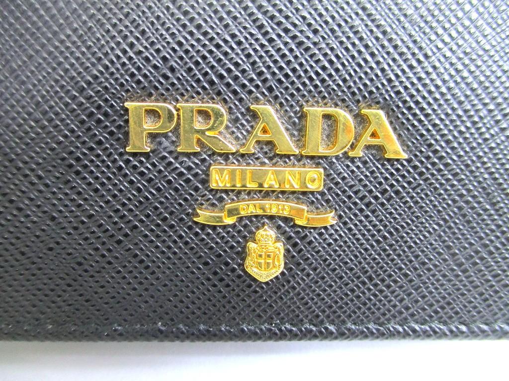 Authentisches PRADA Schwarzes Saffiano Leder Kartenetui Kartenhalter #b063 Geöffnete Schachtel