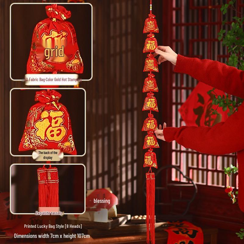 2026 Spring Festival Hanging Decorations: New Year Firecrackers, Lucky Bag, Chili, and Lantern Ornaments for Your Living Room