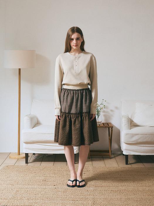 Taeliseu Tiered Midi Skirt_Brown