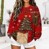 Women's Casual Christmas Print Neck Sweatshirt for Holiday