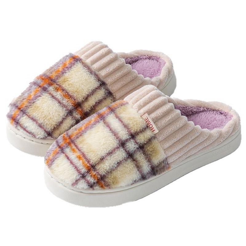 Winter cotton slippers women's indoor home home thick bottom cotton mop men's non-slip, deodorant and warm fluffy slippers
