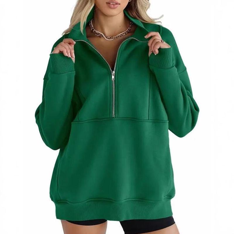 

2025 Zipper Splicing Pocket Plush Loose Hoodie White M