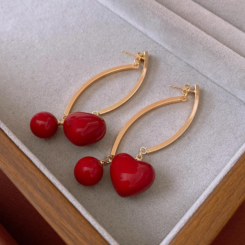 Chinese New Year Red Rose Petal Earrings - Festive, Fashionable & Elegant