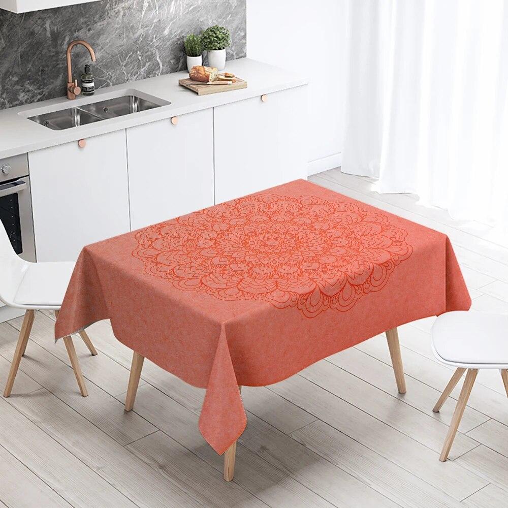 Waterproof Mandala Printed Tablecloth Wedding Party Restaurant Banquet Decoration Rectangle  Kitchen Table