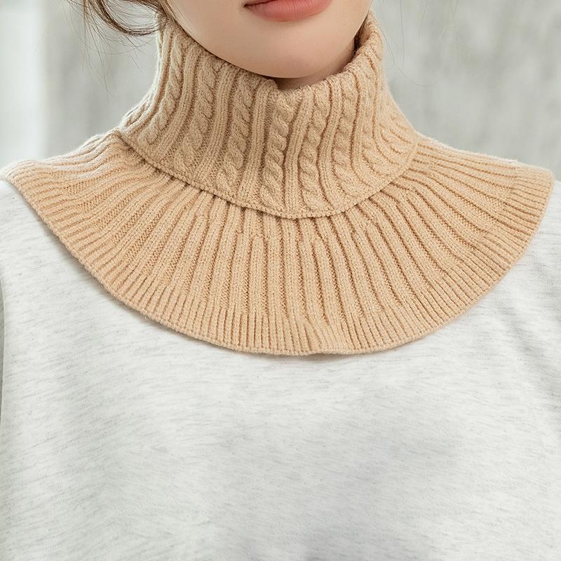1Pc Solid Color Fashion Knitted Windproof Women Detachable Fake Collar Warmer Neck Turtleneck