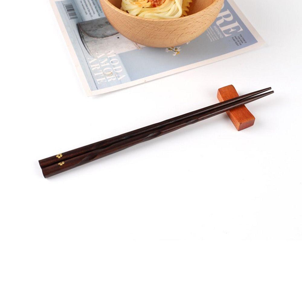 Japanese Non-Slip Reusable Elegant Rustic Wooden Chopsticks Kitchen Utensils Flatware Tableware