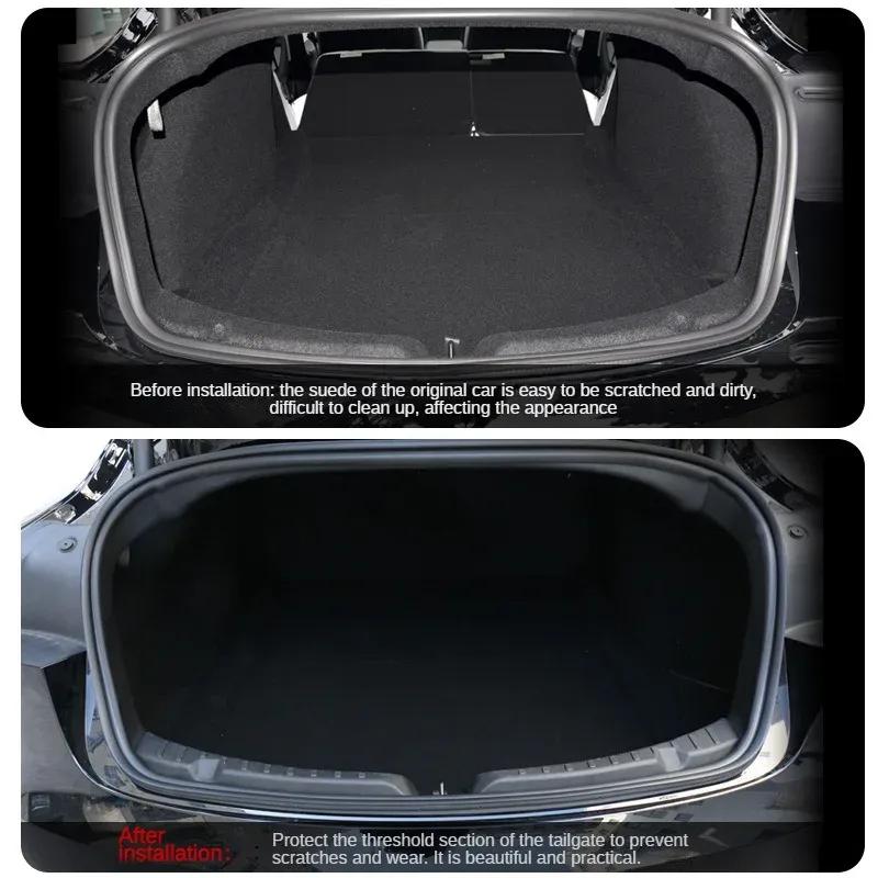 For Tesla Model 3 Highland 2024 2023 Rear Trunk Sill Guard Protector Organizer Anti-scratch Cargo Threshold Protect Strip Trim