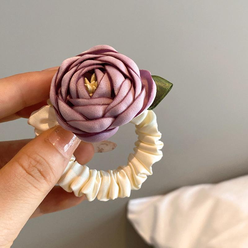 

1PC high ponytail soft flower retro hairstyle aesthetic accessory fashionable flower large intestine headband фиолетовый