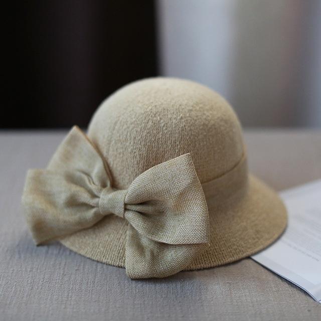 Straw Hat Big Bow-knot Women Summer Hat Solid Color Curled Edge Sun Cap Foldable Vacation Fisherman Hats