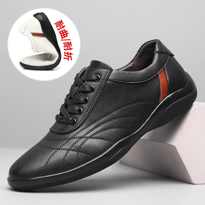 Pánské ležérní boty, britský styl, bílé boty, neklouzavé pohodlné měkké podrážky, pánské ležérní kožené boty, jarní a podzimní