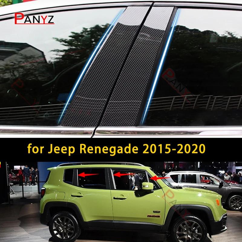 New Arrival 8PCS Polished Pillar Posts Fit For Jeep Renegade 2015-2020 Window Trim Cover BC Column Sticker Chromium Styling AMS1