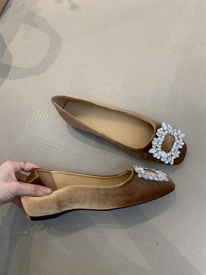 

Нежные туфли-лодочки в стиле феи, женские, 2025, новые, с французским темпераментом, элегантные, из атласа со стразами, с внутренней платформой, вечерние 40 коричневый
