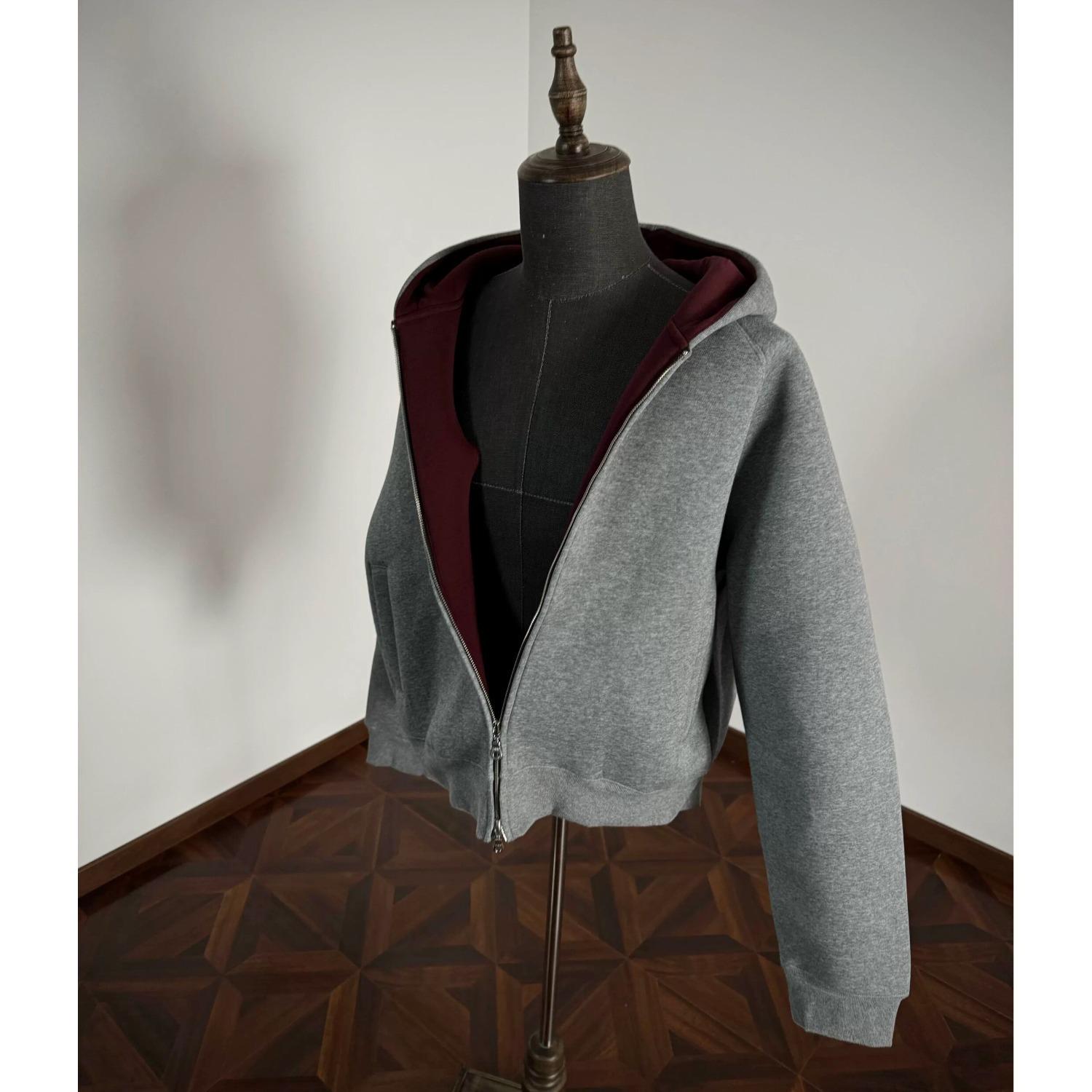 

Men s American Style Heavyweight Boxy Fit Hooded Cardigan Sweatshirt for Spring & Autumn XL сірий колір