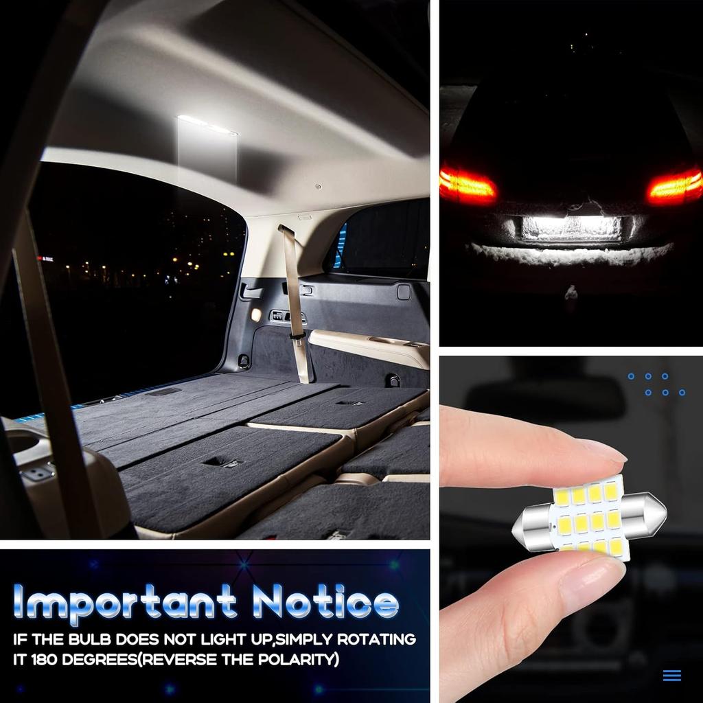 Tallew 24 Pieces Dome Light LED Car Bulb Kit Set T10 31 mm 42 mm LED Festoon Bulbs Interior Replacement for Car Map Door Courtesy(White)