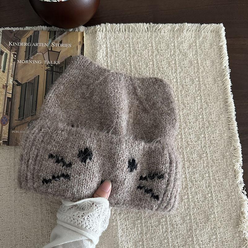 * Children's Fun * Korea's New Kitten Jacquard Wool Hat In Autumn and Winter, Daily Warm Big Head Circumference Knitted Hat