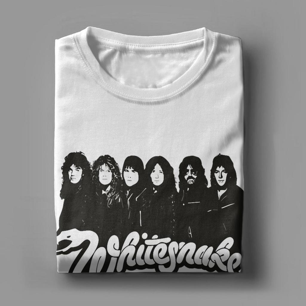 Funny Whitesnake Logo T-Shirt Men Round Neck Pure Cotton T Shirt Short Sleeve Tee Shirt Printing Tops