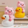 Practical Vinyl Pig Vinyl Piggy Bank Pig Duck Riding Fall Protection Pig Money Jar Animal Good Luck Coin Saving Box Home