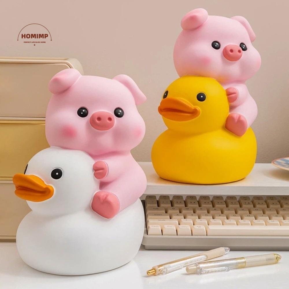 Practical Vinyl Pig Vinyl Piggy Bank Pig Duck Riding Fall Protection Pig Money Jar Animal Good Luck Coin Saving Box Home
