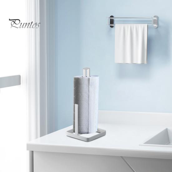 Držák na role papíru s protiskluzovou stabilní základnou, robustní držák na papírové ručníky z nerezové oceli, moderní stojanový dávkovač na pracovní desku