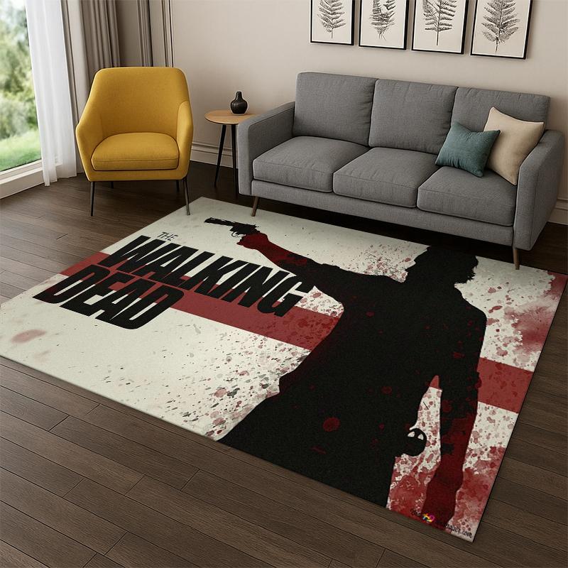 classic The Walking Dead Rick Daryl Horror TV Carpet Rug for Bedroom Living Room Sofa Doormat Home Decor,Kid Area Rug Non-slip