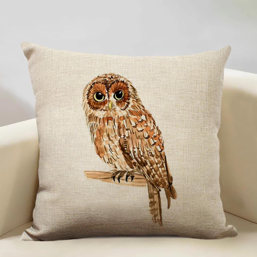 

Lovely Animal Owl Cushion Cover 45x45cm Linen Pillow Case Sofa Pillowcase Suitable for All Kinds of Occasions Bar Decoration 20x20Inch