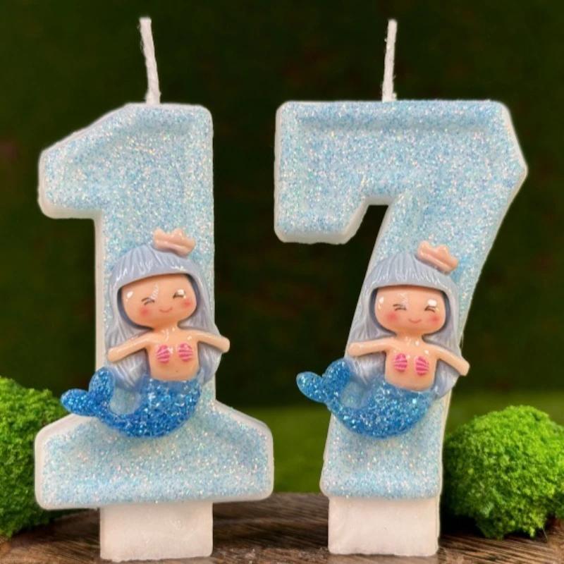 Creative Number Birthday Candle Cake Birthday Decoration Candle Handmade Party Mermaid Party Atmosphere Decoration Supplies