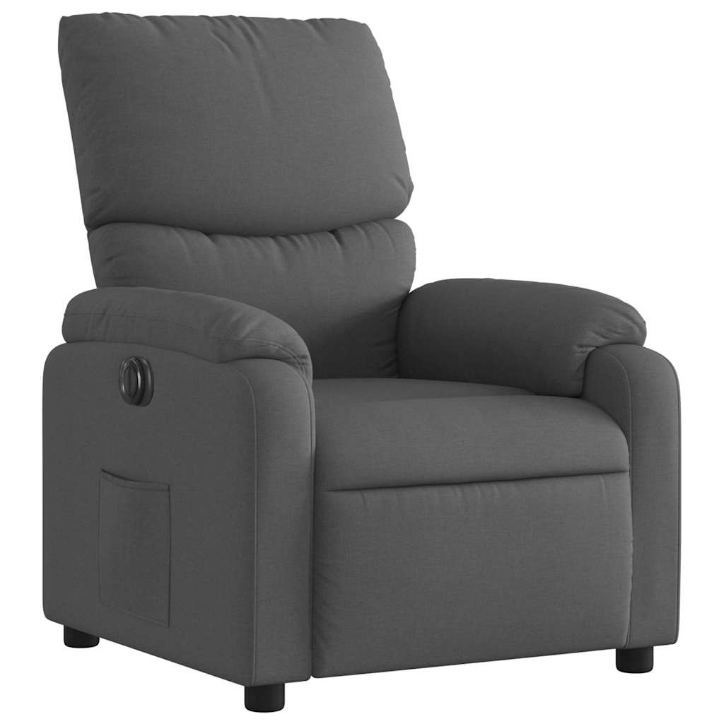 Electric Recliner Chair Dark Grey Fabric