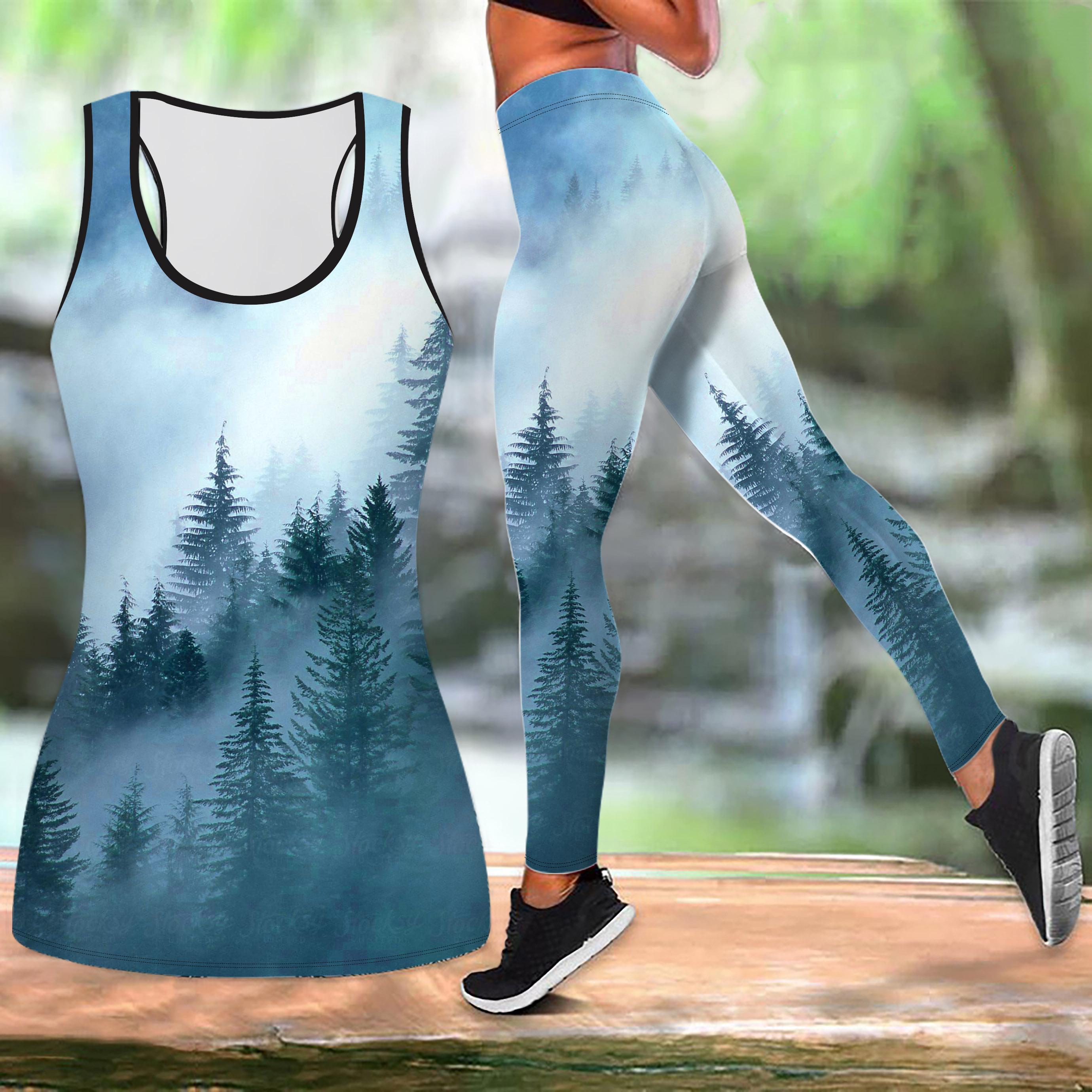 

Элегантный комплект для йоги с принтом горного дерева для женщин, модные леггинсы для тренировок, спортивный костюм для фитнеса, повседневный комплект для йоги, спортивный костюм 3XL синий