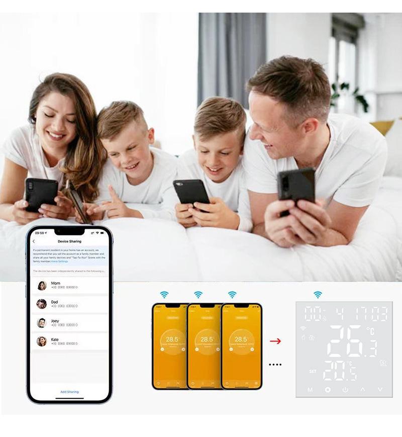 Intelligenter WLAN-Thermostat: Graffiti LED Touch für Elektro-/Fußboden-/Wasserheizung und wandhängende Kessel mit APP- & Sprachsteuerung.
