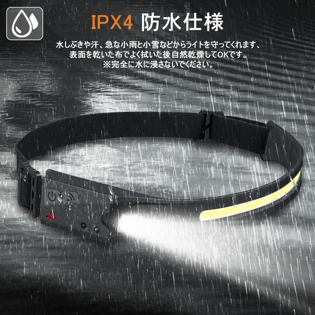 SAPASLIFE Akumulatorowa Latarka Czołowa LED 5 Trybów Oświetlenia Sterowanie Gestami Wodoodporna IPX4 i Kompaktowa i 1200mAh USB Do 8 Godzin Maksymalnej Jasności