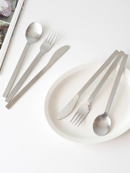 

kamomekitchen [1+1] Плиссированный набор столовых приборов из нержавеющей стали, 6 шт. (Ложка, Вилка, Нож) Glossy