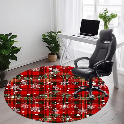 1pc Plaid Christmas Decorations Chair Carpet for Office Non Slip, Lightweight, Machine Washable Rug for Office Holiday Decor