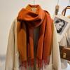 Solid color simple black and gray double-sided cashmere scarf women's autumn and winter thickened warm wool men's scarf versatile model