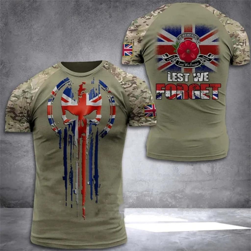 The UK Flag Camouflage T-Shirt For Men/Women 3D Print British Camo T Shirt England Veteran O-Neck Top Oversized Short Sleeve Tee