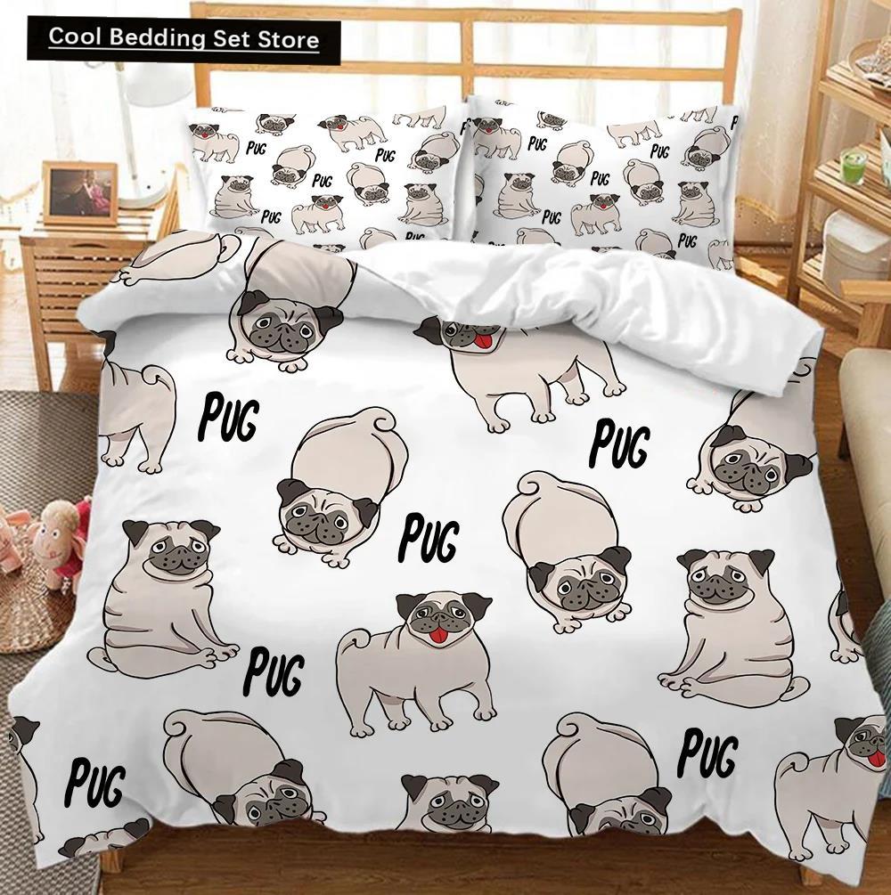 Corgi Dog King Queen Duvet Cover Yellow Cartoon Puppy Bedding Set For Kids Boys Girls Kawaii Pet Animal Pink 2/3Pcs Quilt Cover