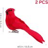TENDYCOCO Artificial Red Cardinal Birds with Clip Simulated Foam Bird Adornment Ornament Birds Crafts Tree Home Outdoor Decorations,Pack of 2