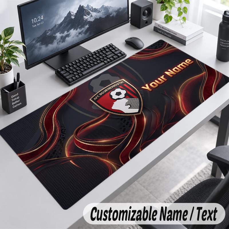 Custom Name Text Mouse Pad Bournemouth Football Personalized Desk Pad For Work And Gaming