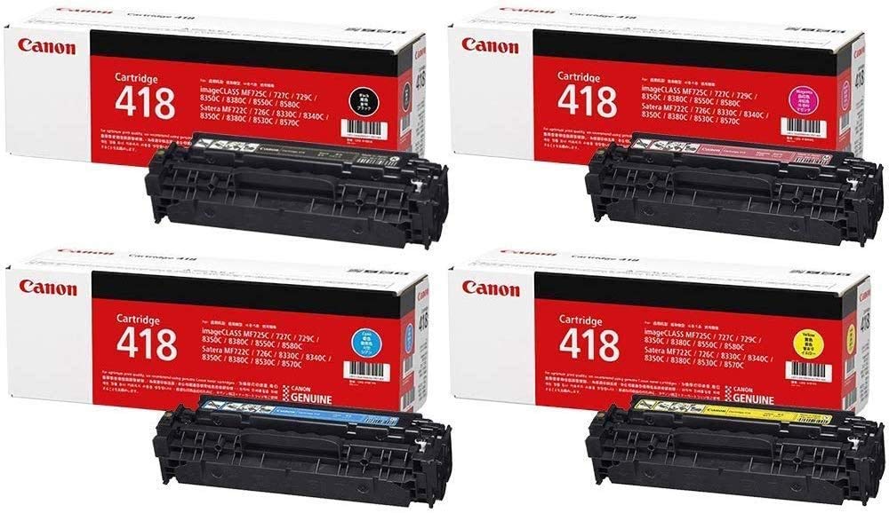 

Canon Toner Cartridge 418 K, C, M, Y Genuine Set of 4 Black Yellow Magenta Cyan