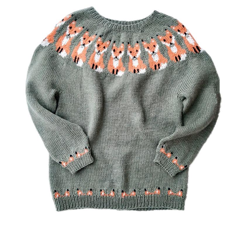 Knitted Women Sweater Print O-neck Long Sleeve Casual Loose Sweaters Female Winter Elegant Trendy Ladies Clothes